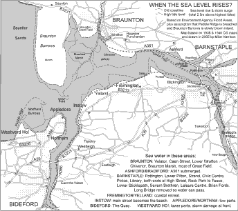 Flood risk map of North Devon
