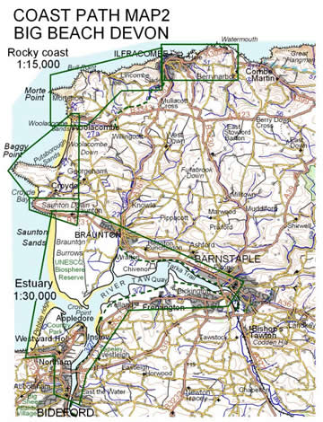 Coast Path Walking Map: Big Beach Devon