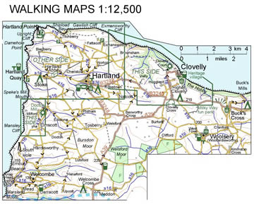 Walking Maps of Hartland & Clovelly: Areas Covered