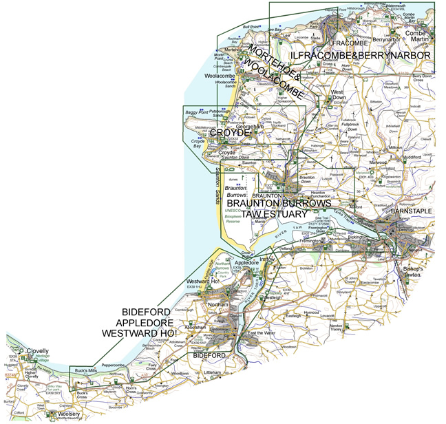 Walking Maps of Hartland & Clovelly: Areas Covered