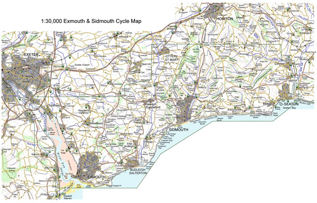 Cycle map of Exmouth & Sidmouth at 1:30,000: Areas Covered