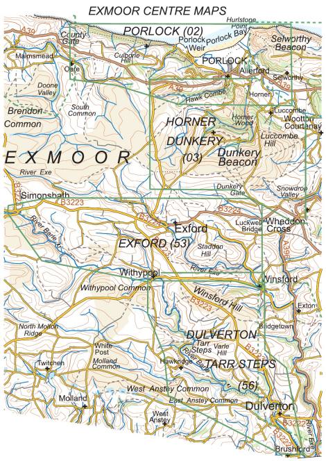 Walking Maps of Exmoor Centre: Areas Covered