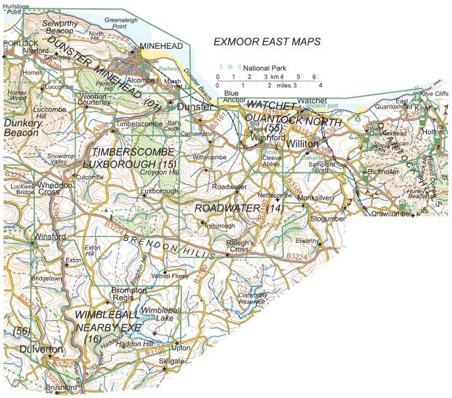 Walking Maps of Exmoor East: Areas Covered