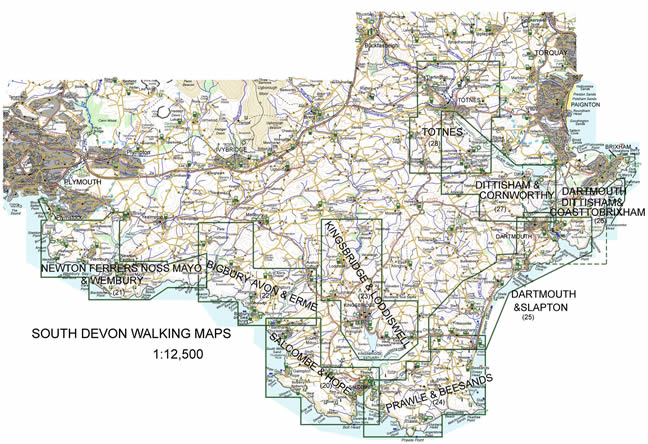Walking Maps of South Devon: Areas Covered